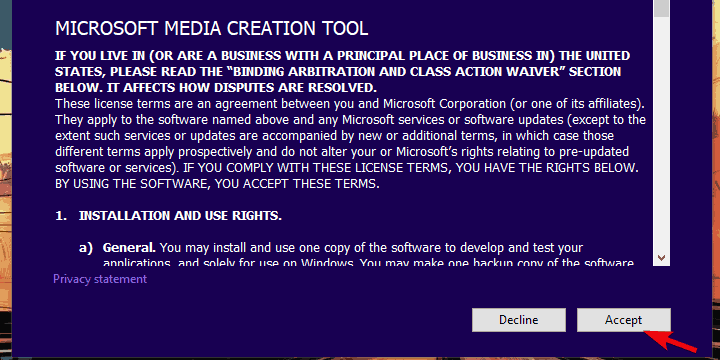 Переустановка Windows. Microsoft Media Creation. Terms apply