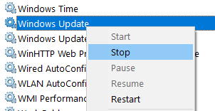 Állítsa le a Windows Update Min