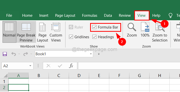 Kaavapalkin näyttäminen tai piilottaminen MS Excelissä