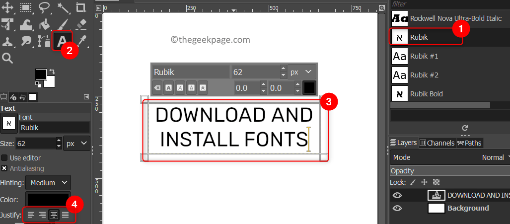 Kuinka ladata ja asentaa fontteja GIMPissä