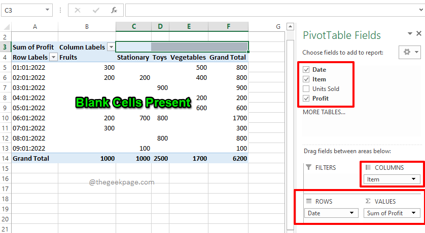 Hoe lege cellen in Excel-draaitabel met nullen te vervangen