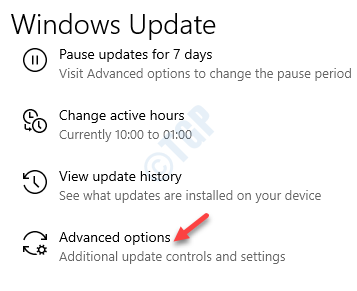 Opțiuni avansate Windows Update