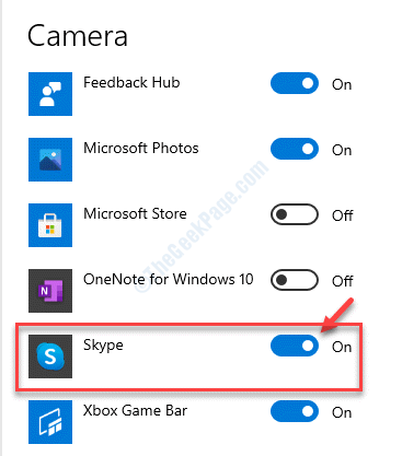 Wybierz, które aplikacje Microsoft Store mogą uzyskać dostęp do aparatu Włącz Skype Skype