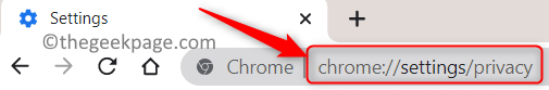 Мин. Адресная строка конфиденциальности настроек Chrome
