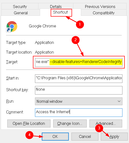 Chrome გამორთეთ მიმწოდებლის კოდის მთლიანობის მინიმუმი