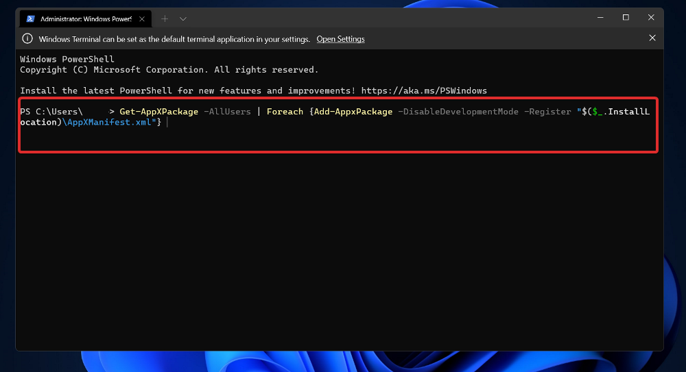 powershell-komento Windows 11 -turvakeskus ei avaudu
