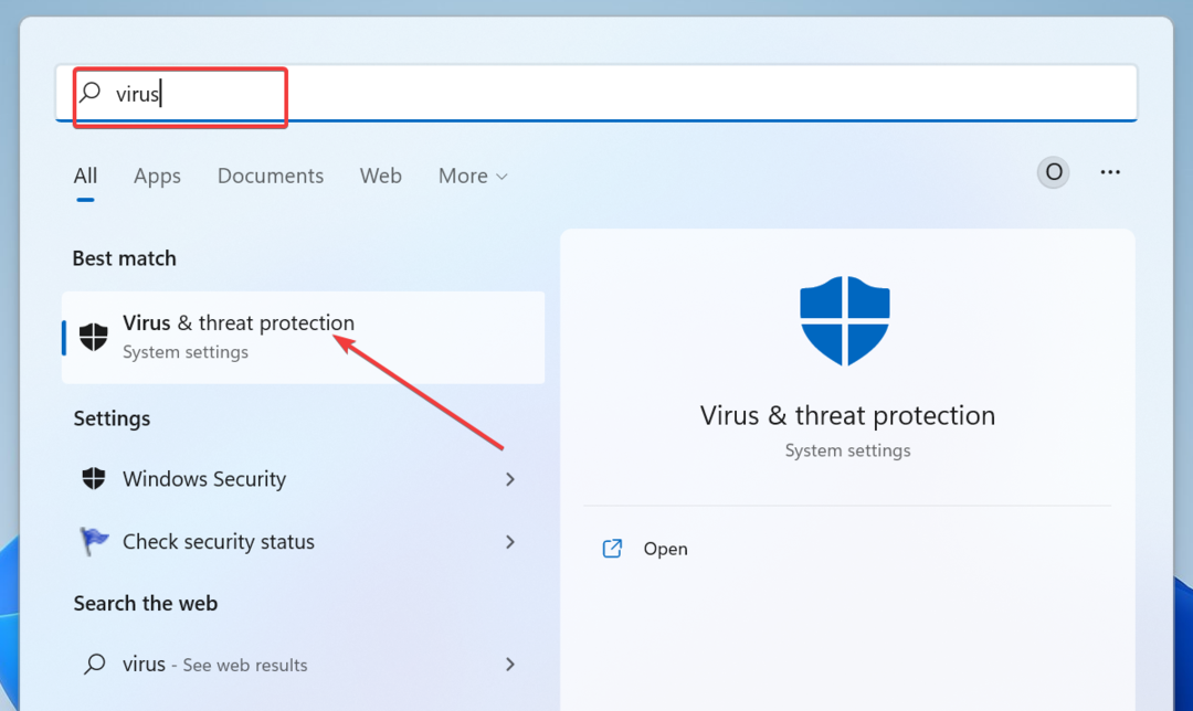 il tiedosto exe di virus e minacce non si apre