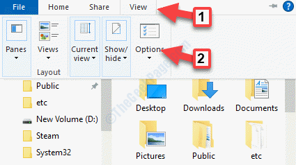 Opções de exibição do Win + E File Explorer
