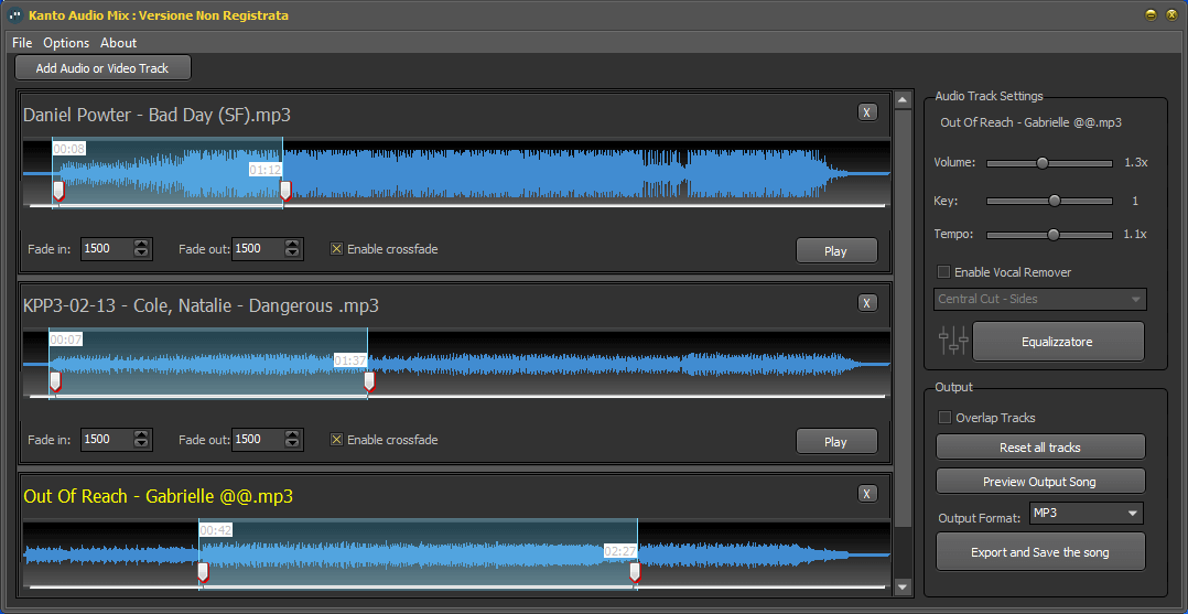 Ühendage helifail tarkvara Audio Mix abil