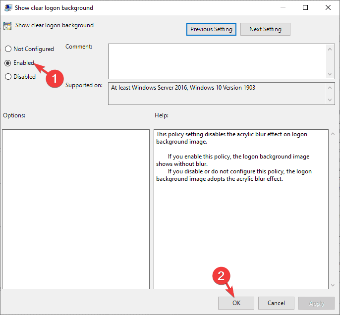 Raskite Rodyti aiškų prisijungimo foną – įjungta – „Windows 11“ fono suliejimo negalima išjungti