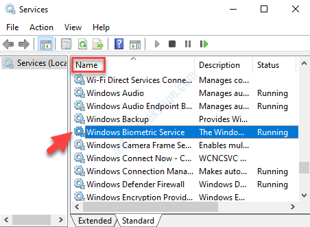 서비스 이름 Windows 생체 인식 서비스