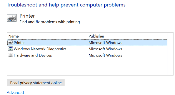 usar solucionador de problemas de impressora