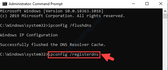 Opdrachtprompt Admin-modus Voer opdracht uit om DNS te registreren