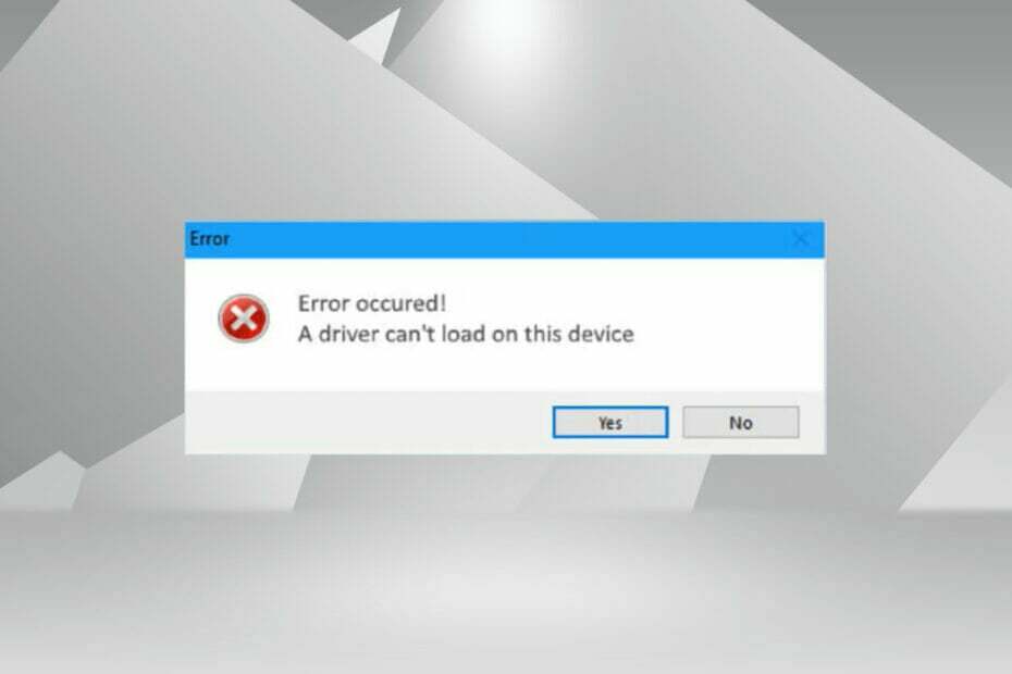 Consertar Um driver não pode carregar neste erro de dispositivo no Windows 11