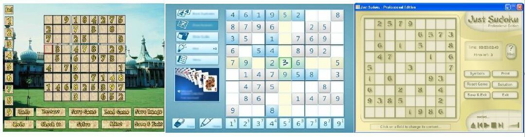 sudoku ingyenes alkalmazások ablakai