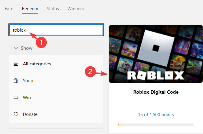 Wyszukaj roblox i kliknij cyfrowy kod roblox