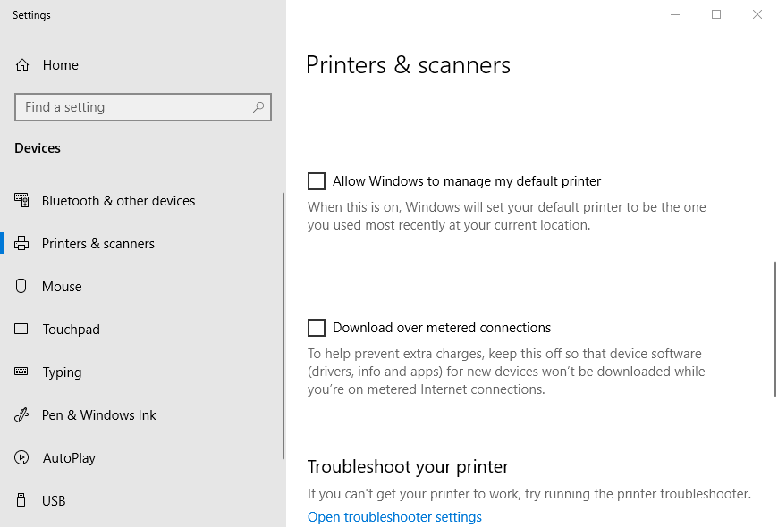  Anna Windowsin hallita tulostimen oletusasetustulostinta Tulostimen ominaisuudet -toiminnon osoite aiheutti suojausvirheen