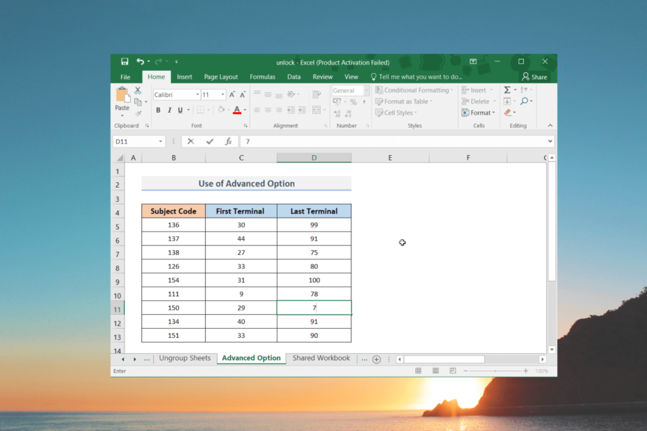 Excel에서 회색으로 표시된 메뉴의 잠금을 해제하는 방법