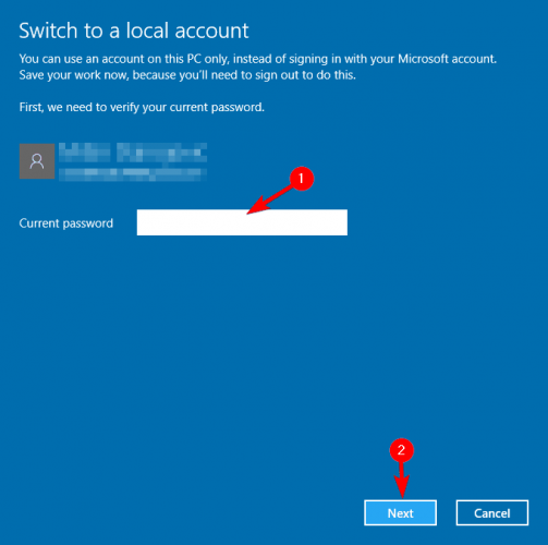 La configuración de la cuenta de Outlook cambia a una cuenta local
