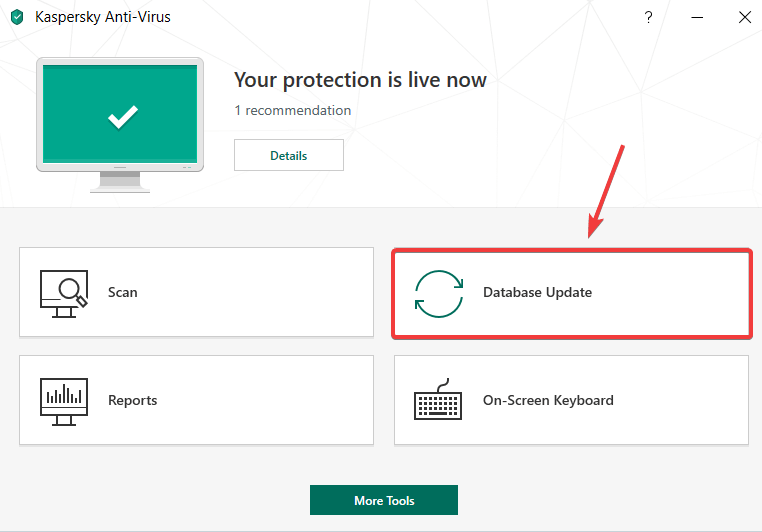 database-update beschadigde Kaspersky-databases