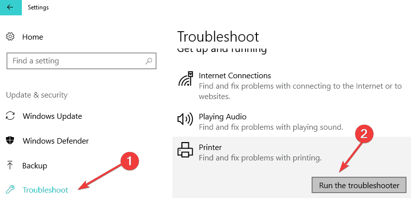 rulați instrumentul de depanare a imprimantei Windows 10