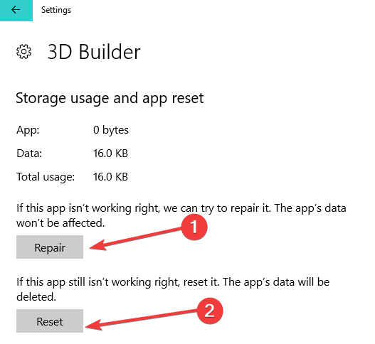 Windows 10 App reparieren zurücksetzen