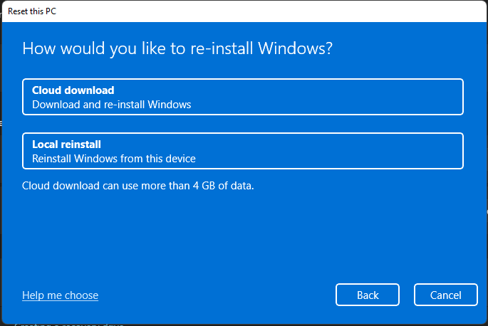 Reinstalla opzioni ID evento 41 Windows 11