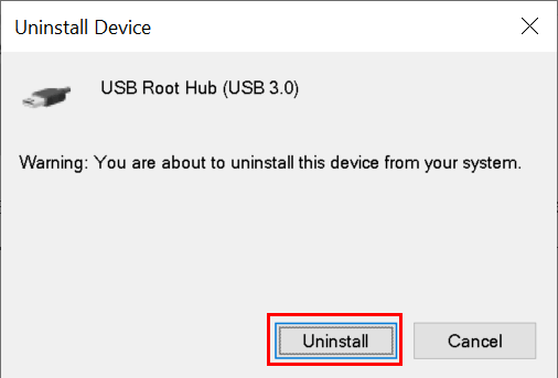 שורת הסרת התקנה של USB מינימום