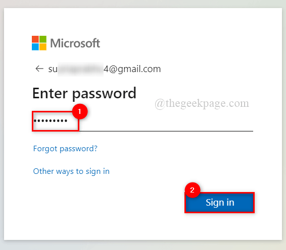 Įveskite slaptažodį Microsoft 11zon