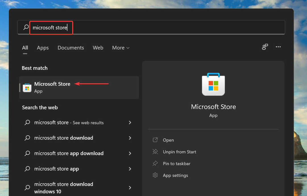 Avvia Microsoft Store in Windows 11