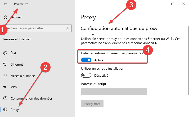 Parametres_Proxy_Configuration automatique Proxy_Detector อัตโนมัติและพารามิเตอร์