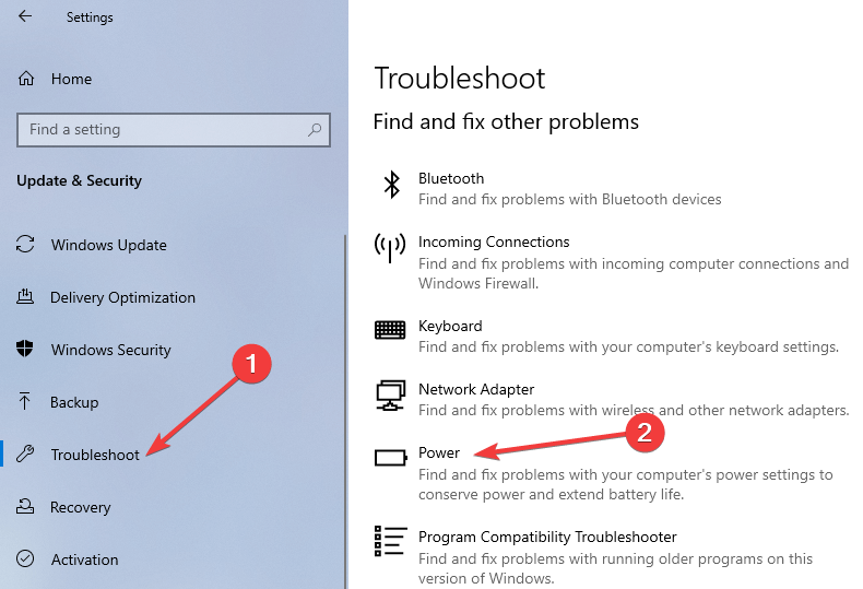 rozwiązywanie problemów z zasilaniem Windows 10