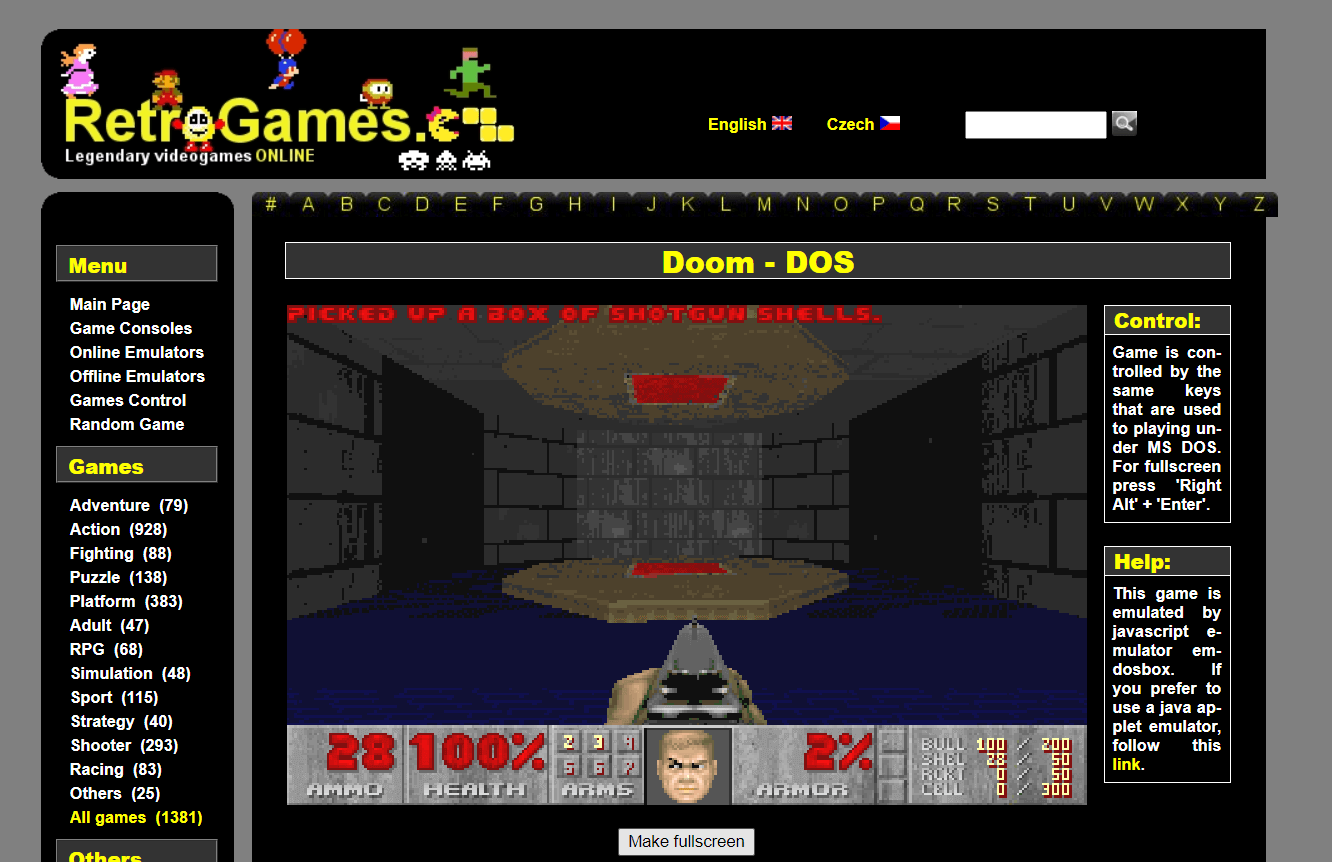 Doom retro spēles tiešsaistē