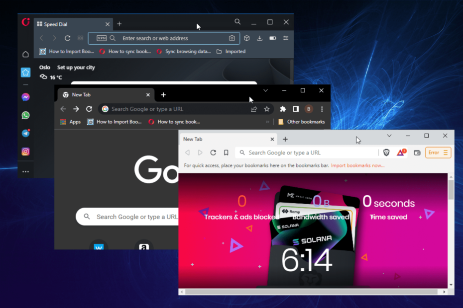 Mutiger Browser vs. Opera vs. Chrome
