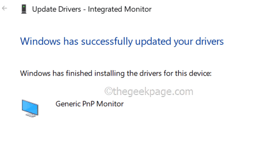 Driver de monitor Pnp generic a fost actualizat cu succes 11zon