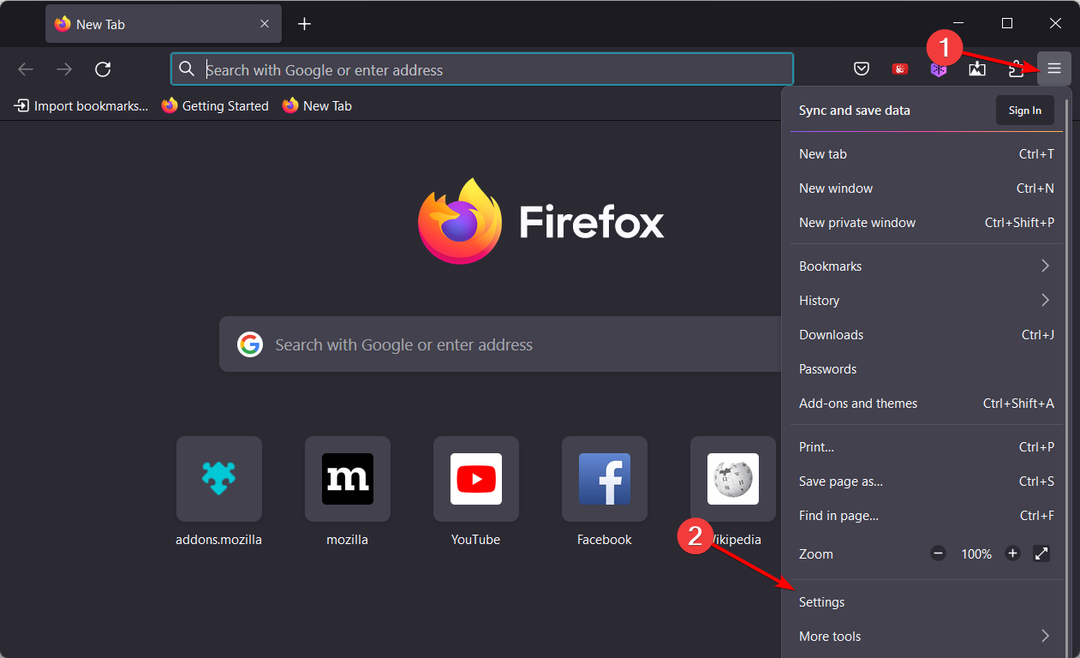 Einstellungen-Firefox Firefox hat kein potenzielles Sicherheitsproblem verbunden