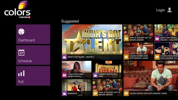 Windows 8 App Farben TV