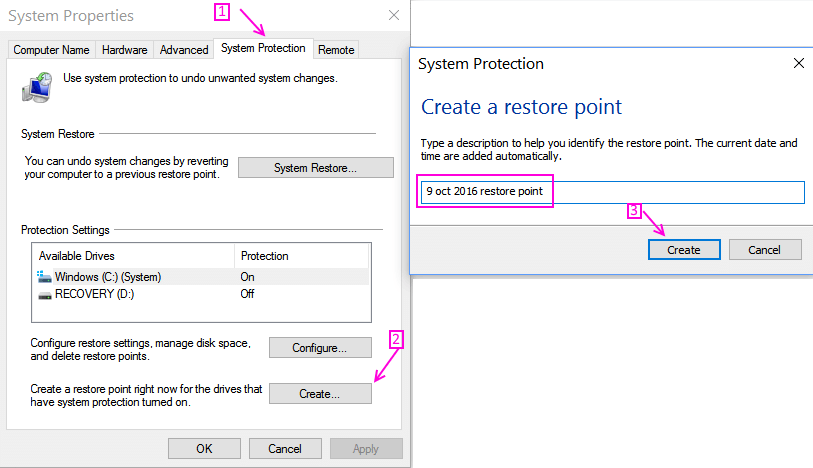 create-restore-point-windows-10