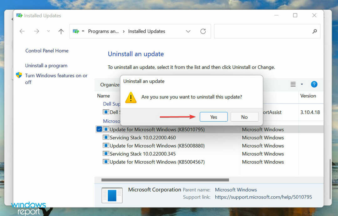 Konfirmasi uninstall untuk memperbaiki kotak shutdown Windows 11